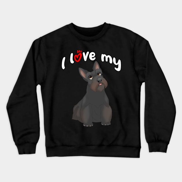 I Love My Black Scottish Terrier Dog Crewneck Sweatshirt by millersye